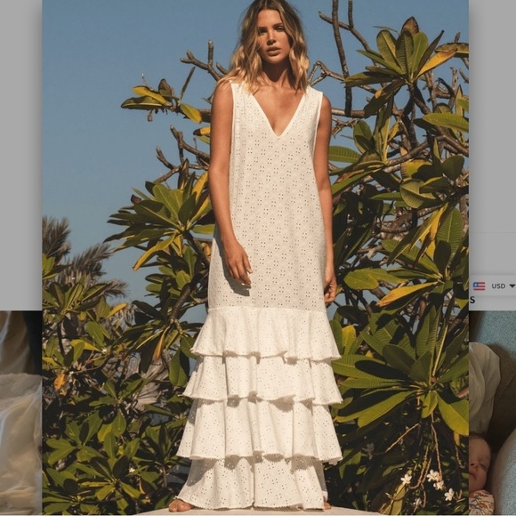 Anthropologie Dresses & Skirts - Anthropologie Encantadore White Eyelet Lace Ruffled Shashi Maxi Dress NWT